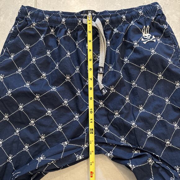 Psycho Bunny AOP Lounge Pajama Pants Mens Sz L Navy Cotton Allover Bunny Skull - Picture 7 of 9